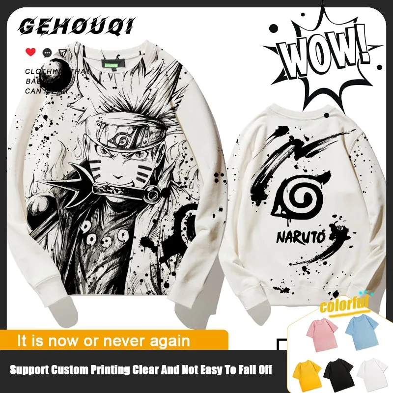 

Japanese Naruto Joint Boy Crewneck Hoodie 2024 New Male Seven Generation Menaruto Sasuke Children's Clothes