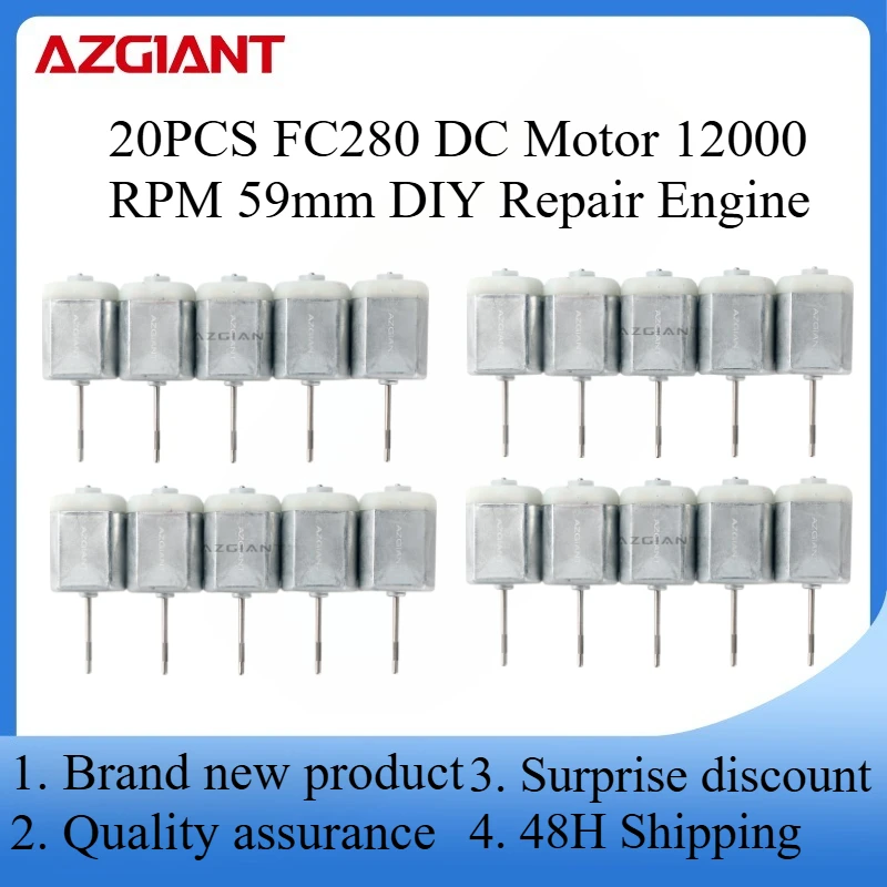 

20PCS FC280 DC Motor 12000 RPM 59mm DIY Repair Engine For Car Replacement Power Accesseries Forward Rotation Toy High Quality