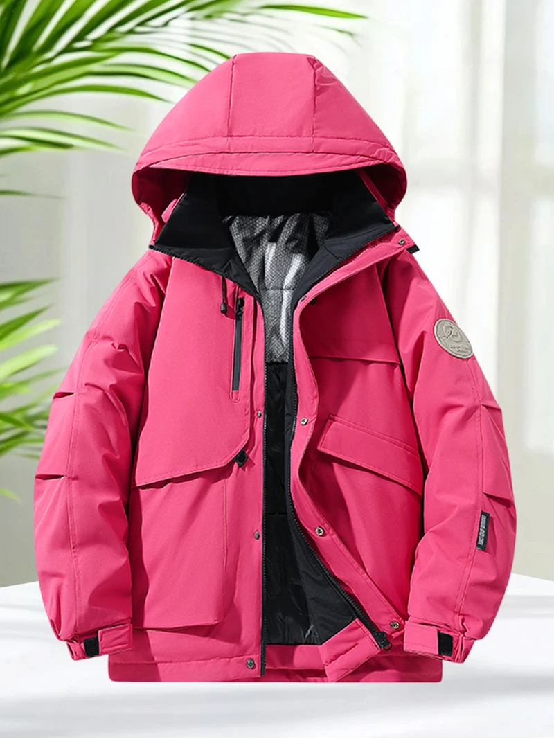 النساء والرجال الشتاء سترة منتفخة سترة مبطنة بالقطن رشاقته في الهواء الطلق معطف مقاوم للماء مقنعين زمم مع جيوب متعددة #1