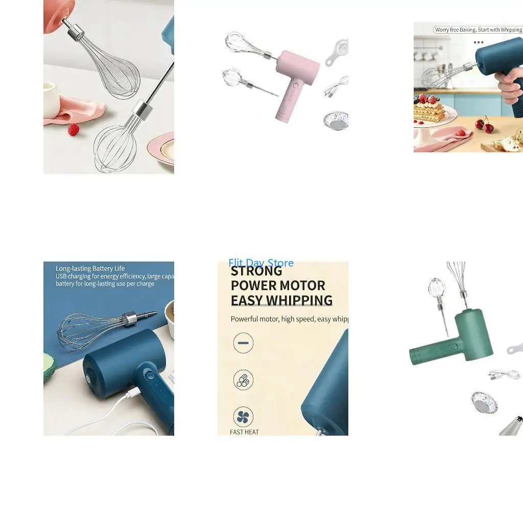 F92C Wireless Hand for Baking with and Interchangeable whisks Ergonomic Quiet Operation
