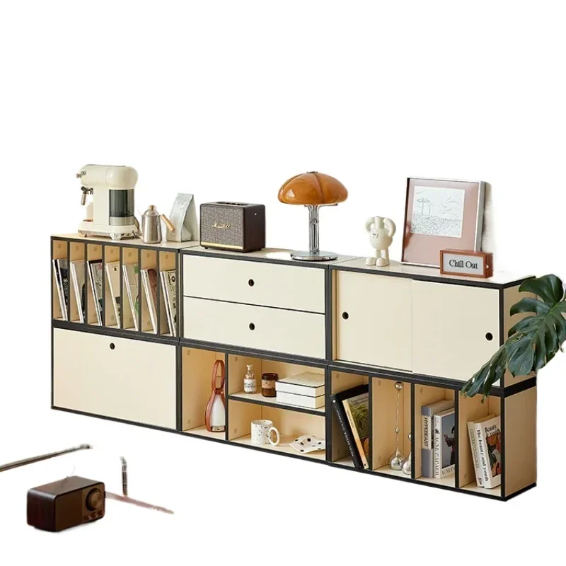 Combination Cream Wind Module Storage Cabinet French TV Cabinet Simple Bookcase Edge Cabinet Storage Bucket  Internet celebrity