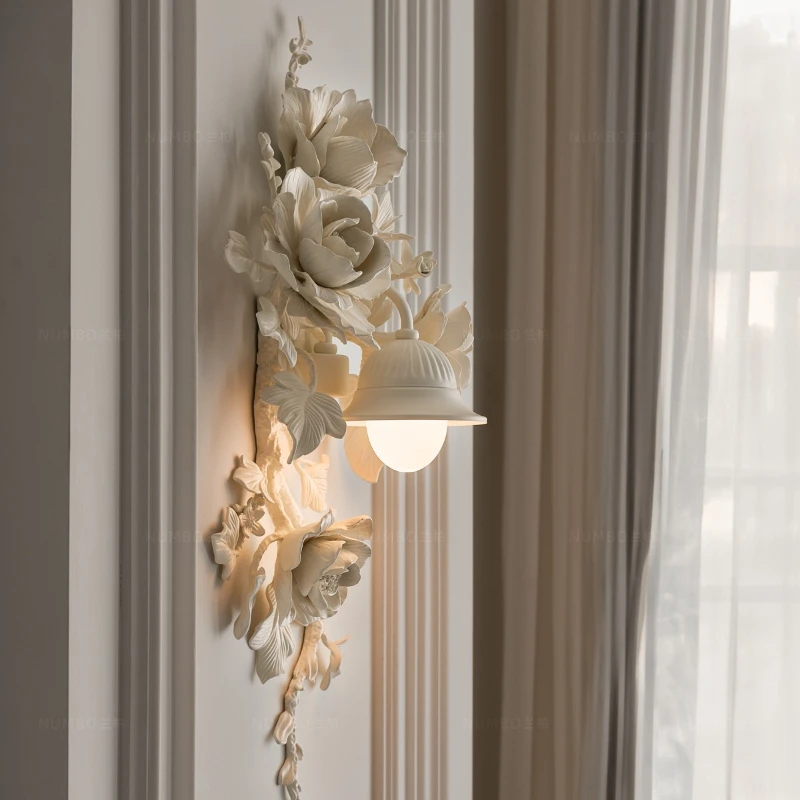 Cream wind living room background wall retro carved lighting warm dining room bedroom art lighting