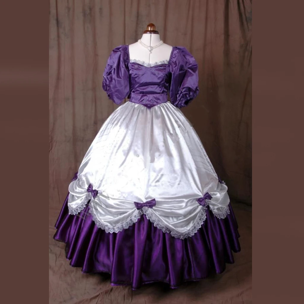 Princess Purple And White Ball Gown Victorian Rococo Retro Dress Gown Women Girl Halloween Christmas Retro Party Evening Dress