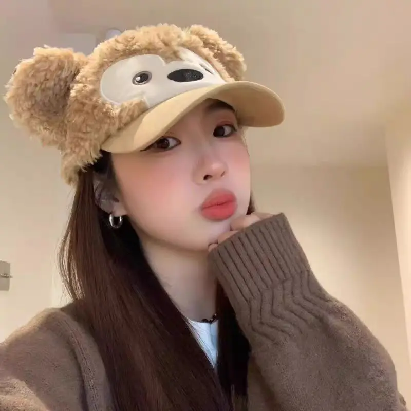 Duffy Baseball Hat Kawaii Cute Disney Anime Creative Girl Autumn Winter Warm Cute Bear Standing Ear Cartoon Duckbill Cap Gifts