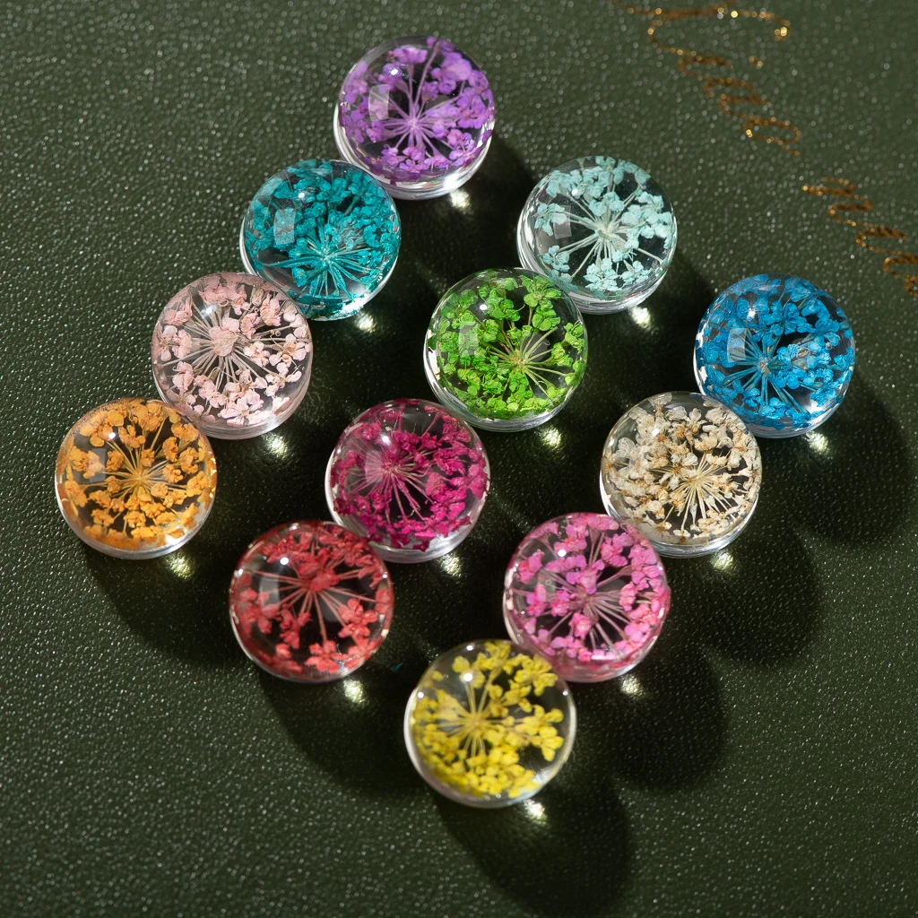 14mm Flower Glass Ball Half Round Multicolor Bead Bracelet Making Accessories XN630