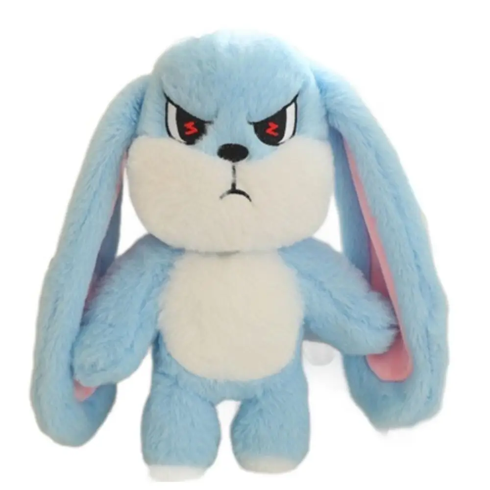 Head Can Rotated Long Ear Rabbit Plush Doll Happy To Angry PP Cotton Emoticon Rabbit Plush Toy Collectible Soft