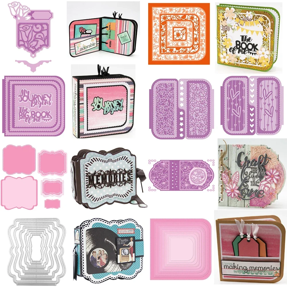 Memorial Book Metal Cutting Dies Maker Layered Cascade Essentials Diecut Set For DIY Scrarpbooking Paper Craft Cards Making New