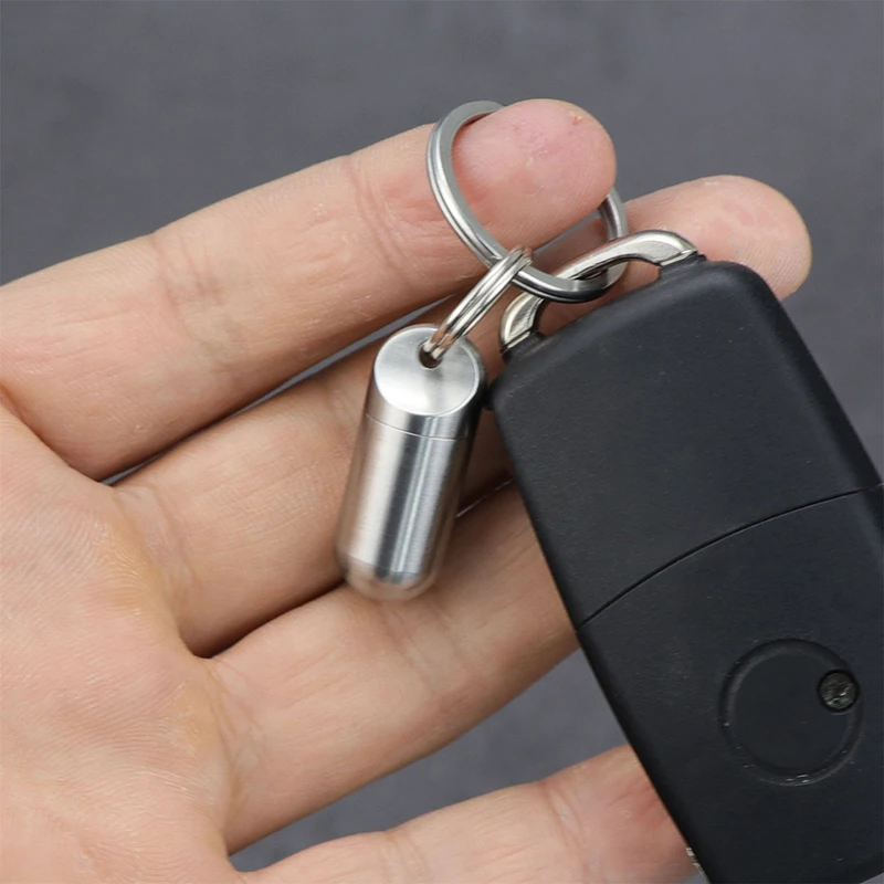 1 قطعة صندوق كبسولة معدني محمول مقاوم للماء حامل دواء صغير حافظة حبوب منع الحمل من الفولاذ المقاوم للصدأ حامل حبوب صغير EDC أداة زجاجة عازلة