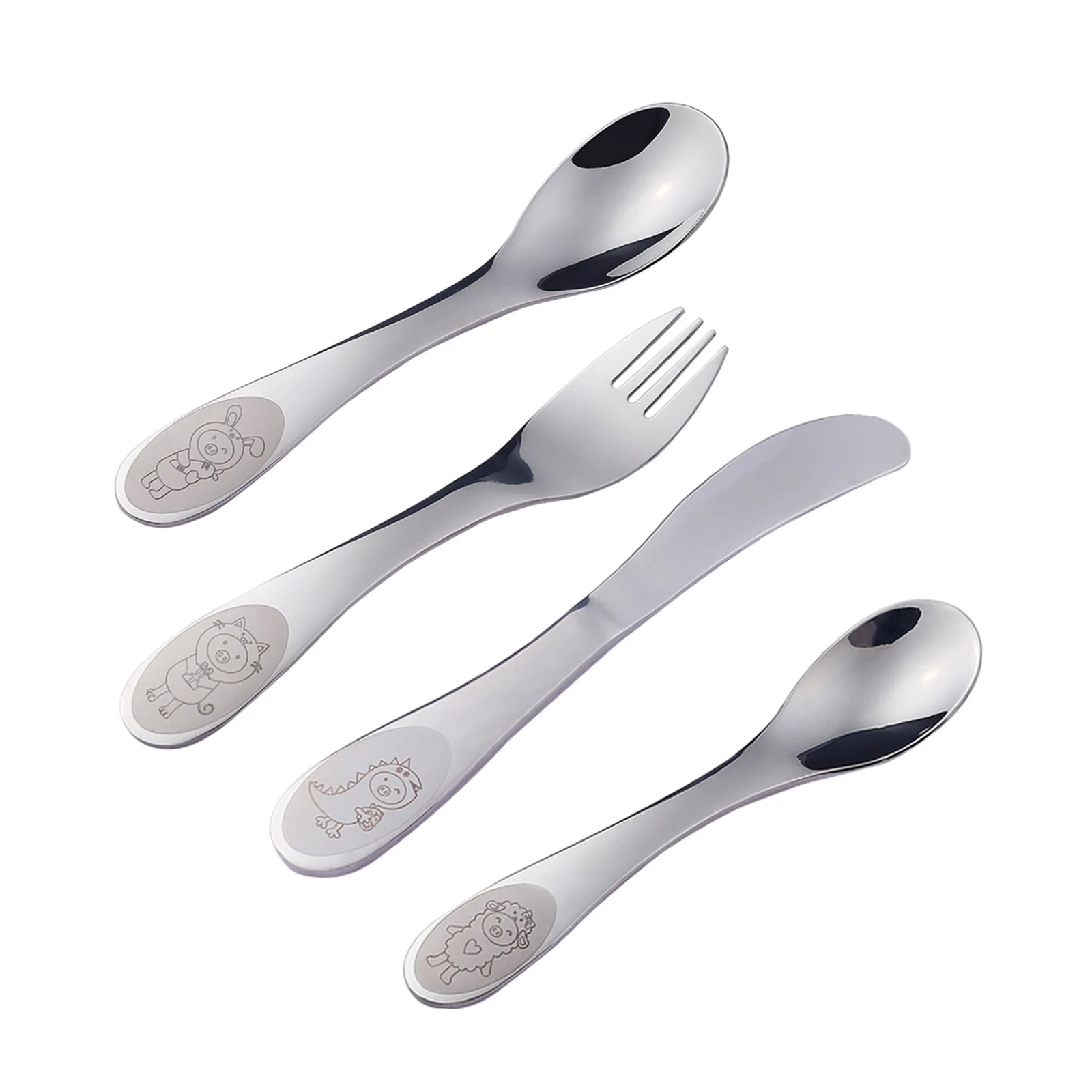 

1Set Kids Cutlery Stainless Steel Flatware Cartoon Pattern Practical for Birthday Carnival Prom Party Children Kitchen Utensil