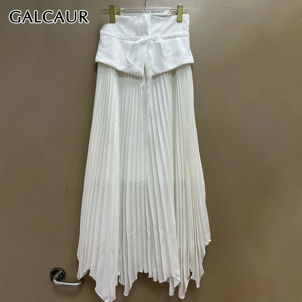 

GALCAUR однотонная базовая юбка на шнуровке, женская свободная винтажная минималистичная женская юбка с высокой талией, осенняя мода, новинка