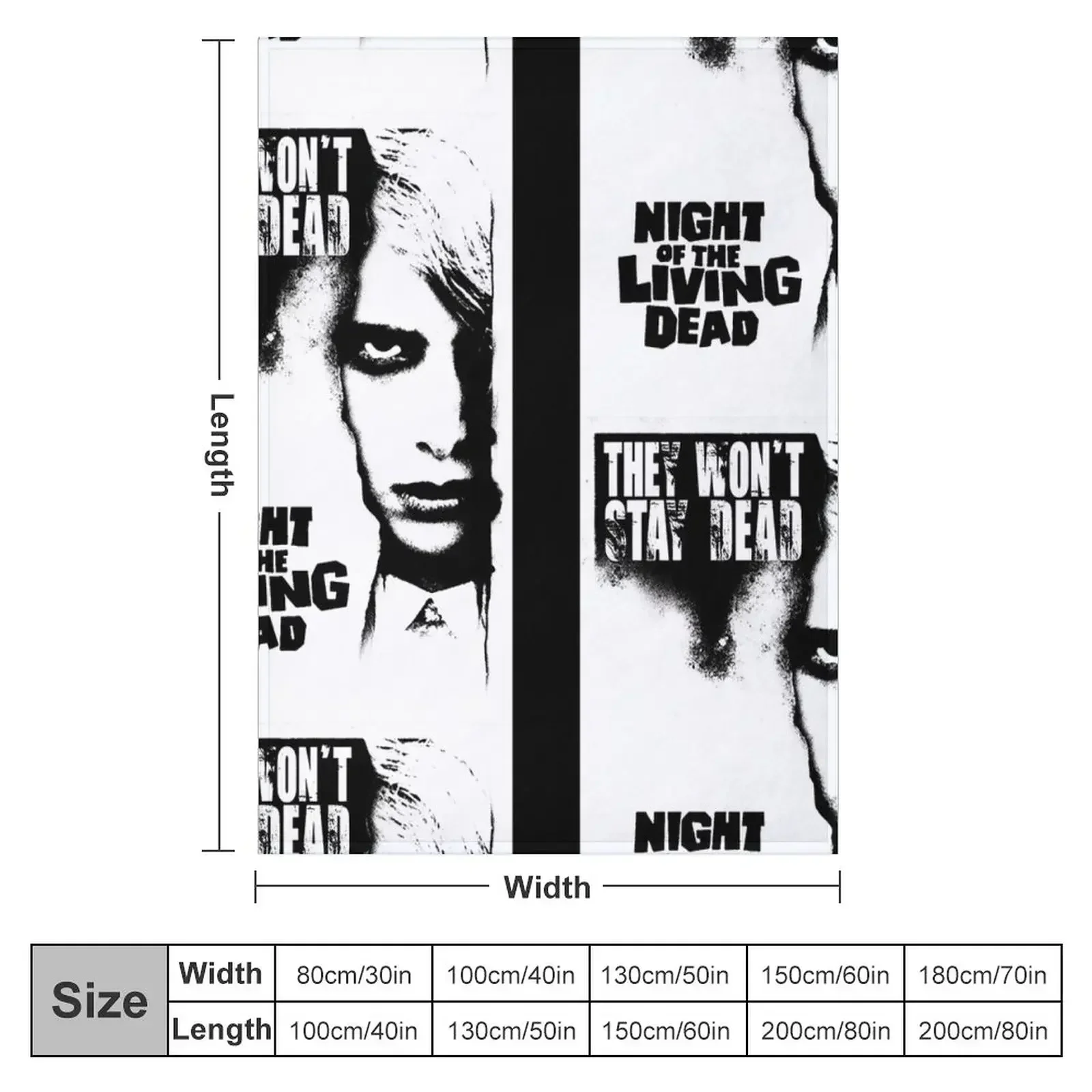 Classic Zombie Movie Print - Zombie Night Of The Living Dead - Classic Retro Horror Film Throw Blanket Soft Vintage Blankets