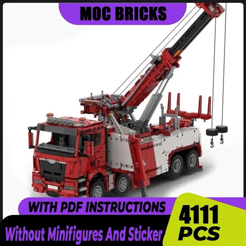 Moc Building Block Highway Rescue Vehicle Model Technology Brick DIY Assembly Engineering Series Toy For Holiday Set Gifts