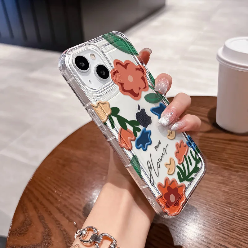 Flower Phone Case For iPhone 16 Pro Max Case iPhone 13 11 15 12 14 Pro Max X XR XS Max 6 7 8 Plus SE 2020 Shockproof Clear Cover image 5