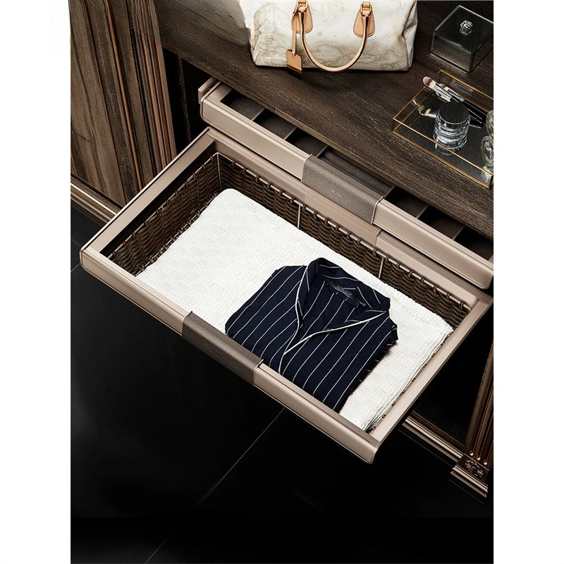 Wardrobe pull basket cloakroom storage clothing rattan basket