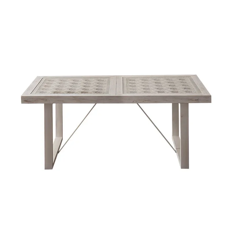 

Mediterranean style solid wood dining table, bed and breakfast living room tea table coffee simple square