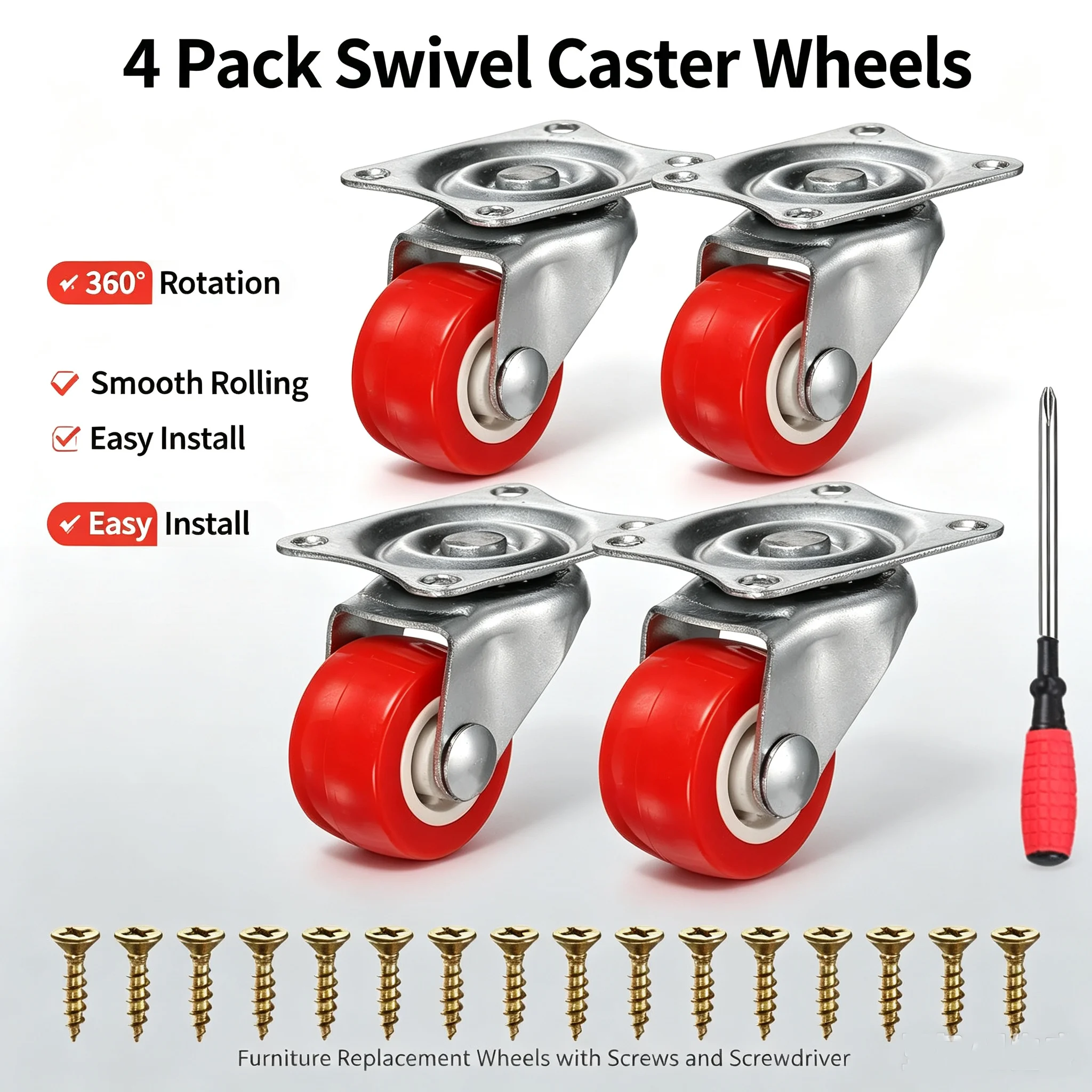 4Pcs Furniture Caster 2 inch PVC Universal Wheel Swivel Caster Roller Wheel For Platform Trolley Accessory Furniture