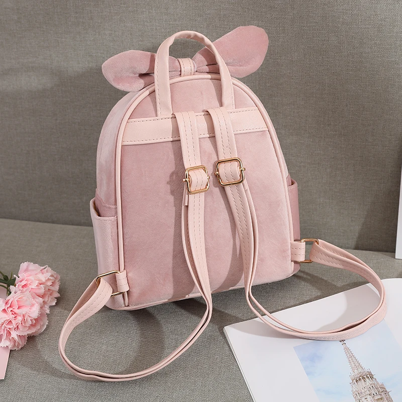 Cute and fashionable mini toddler backpack with versatile plush bow small travel girl backpack suitable for girls