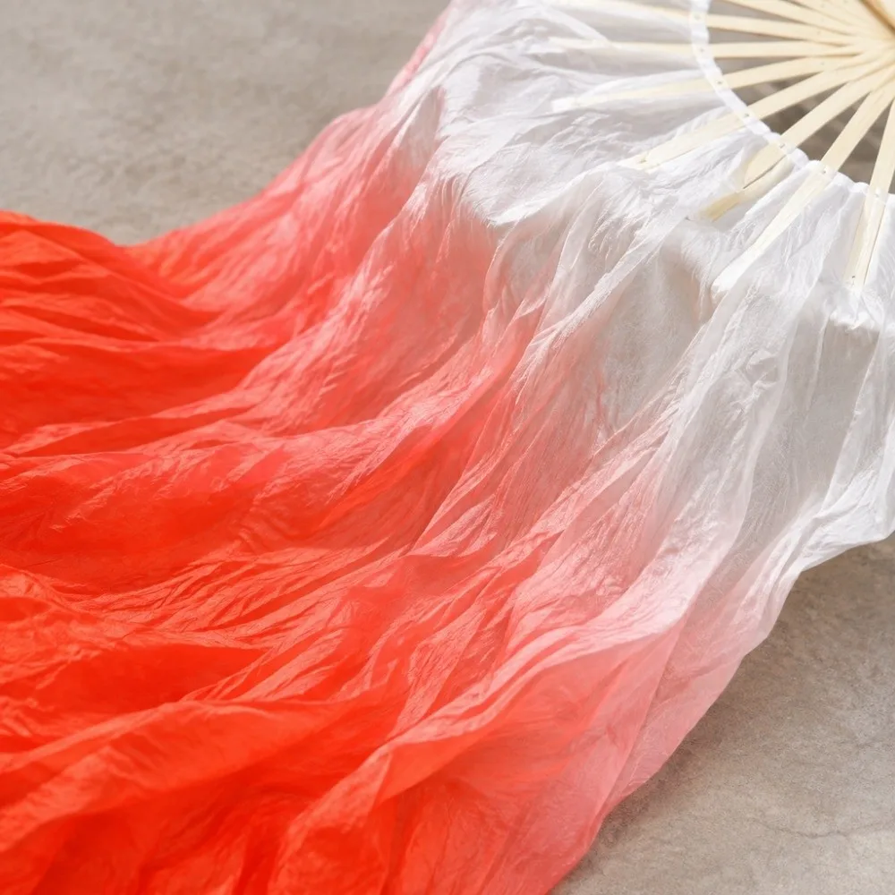 Kid Women Belly Dancing Fan Multicolors 120/150180cm Long Imitation Fan Gradient Color Practice Dancer Tool Rayon Silk Fans