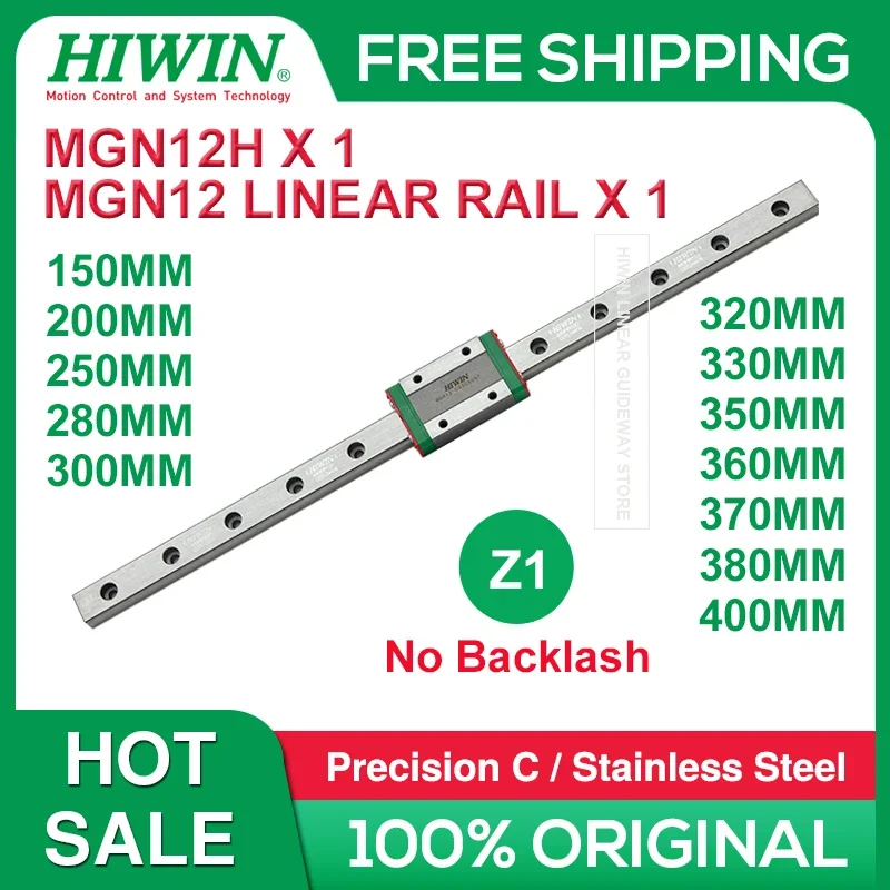 Hiwin MGN12H Z1 Hiwin MGN12 Linear Rail 200 250 280 300 320 330 350 360 370 380 400MM +Hiwin MGN12H Z1 Preloaded Block