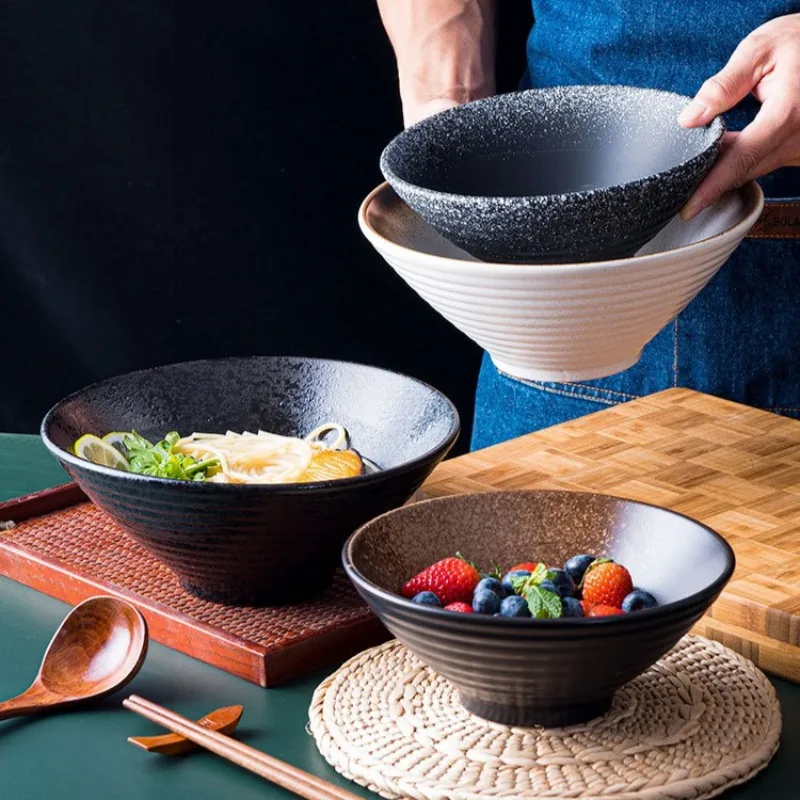 

Japanese Retro Ceramic Ramen Bowl Noodles Rice Creative Hat Bowl Porcelain Tableware Household Kitchen Supplies Dinnerware