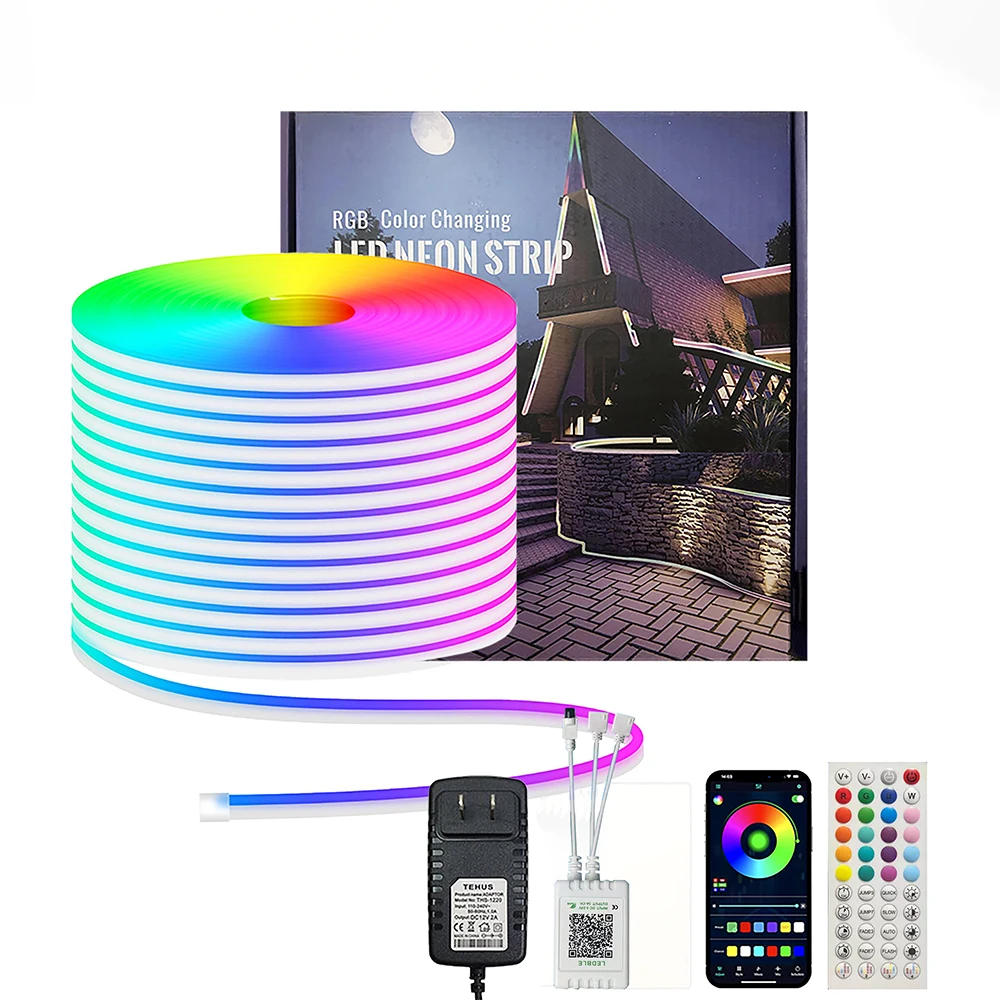 led neon light strip impermeavel rgb bluetooth controle de aplicacao adequado para decoracao da casa 24v 2a 01