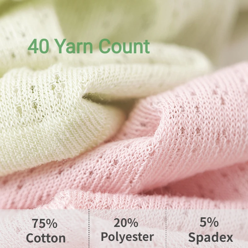 5 Pairs Women Cotton Socks Middle Tube Solid Color  Breathable Spring Summer Loose Long Socks Mesh Thin Soft Ruffle Casual Sock