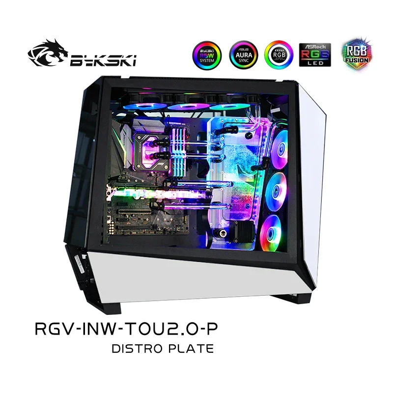 BYKSKI อะคริลิค Water Channel Solution ใช้สําหรับ WIN TOU2.0 กรณีแชสซีสําหรับ CPU GPU Block/3PIN RGB/Combo DDC ปั๊ม