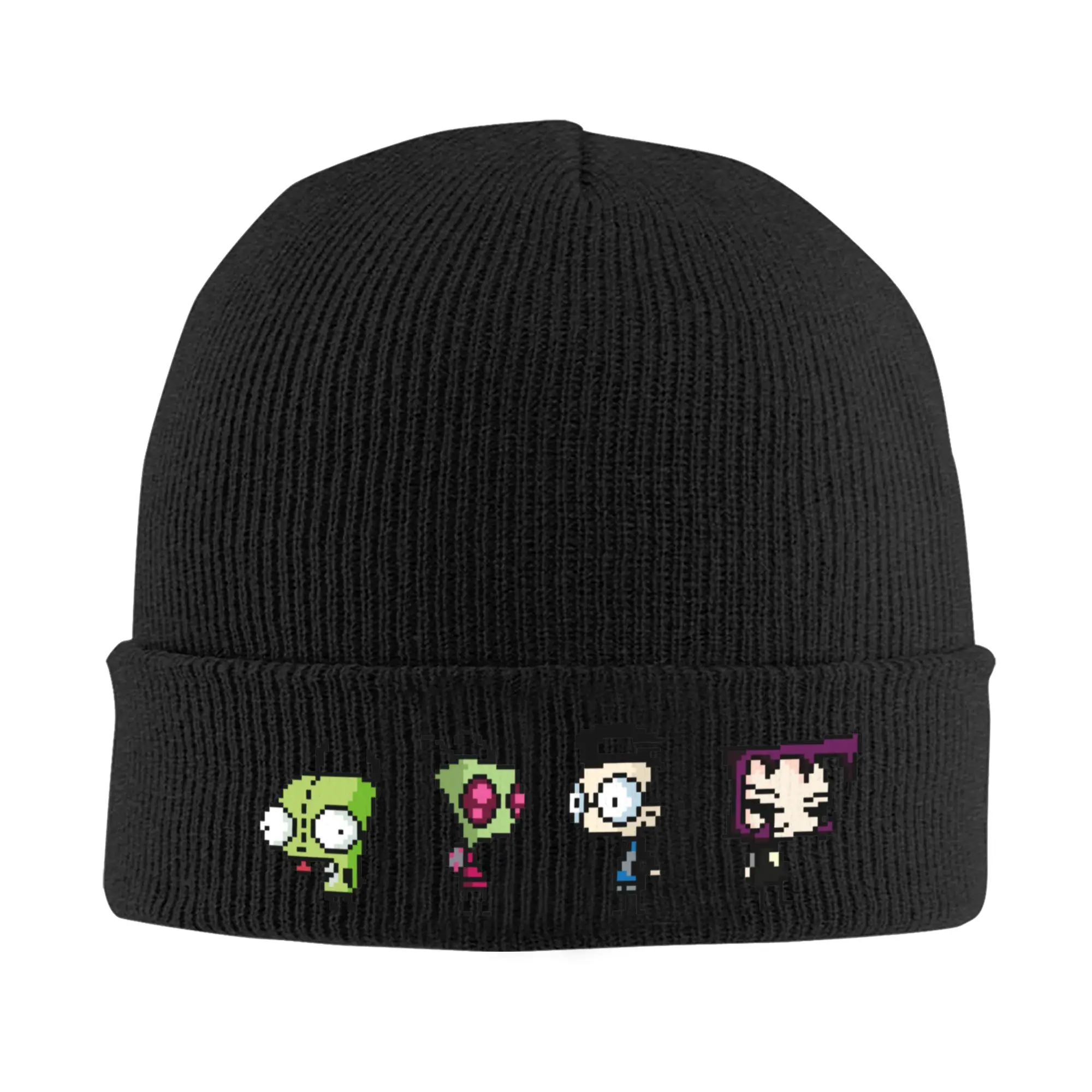 8-Bit Invader Zim  Knitted Caps Women's Men's Beanie Autumn Winter Hat Acrylic Cartoon Characters Warm Caps