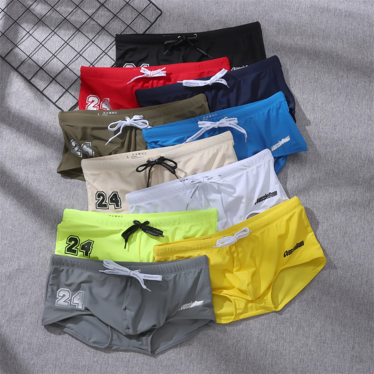 

New aussiebum low-rise flat-angle swimsuit seaside printed letters sports casual quick-drying men's swimming trunks