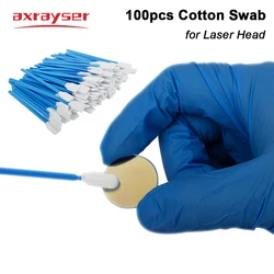 100 pz Industria Cotone Micro Tampone Dus Off Fibra Laser Strumenti Anti-statico per la Pulizia Lente Laser Protettiva Finestre Testa Parti