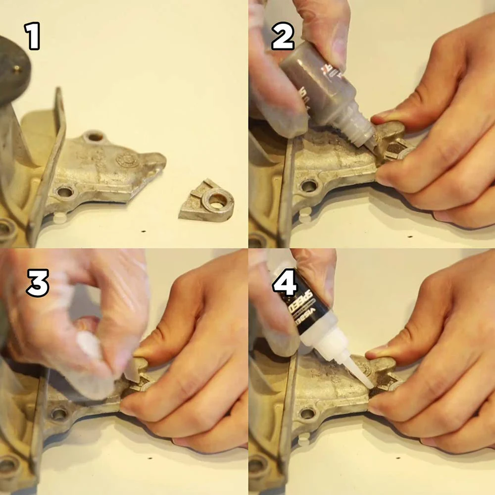 2 Stück 7 Second Speedy Fix Schnellklebende Klebepulver für Metall, Stahl, Kunststoff, Holz, Keramik, Reparaturkleber, Verstärkung – Detail 9