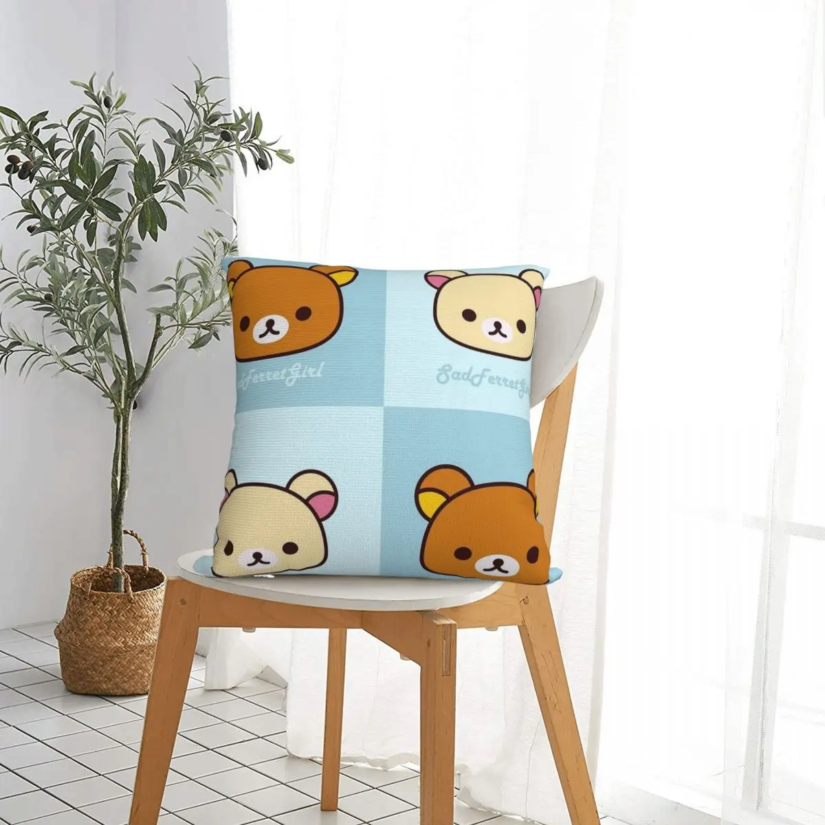 Rilakkuma Square Pillow Covers Bed Car Korilakkuma Cushion Case Creative Pillow Cover 40*40