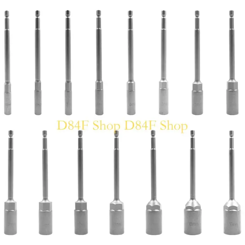 D84F 15Pcs Extended Reach Socket Drill Bits High Grade Steel Construction for Narrow Space and Heavy Duty Applications