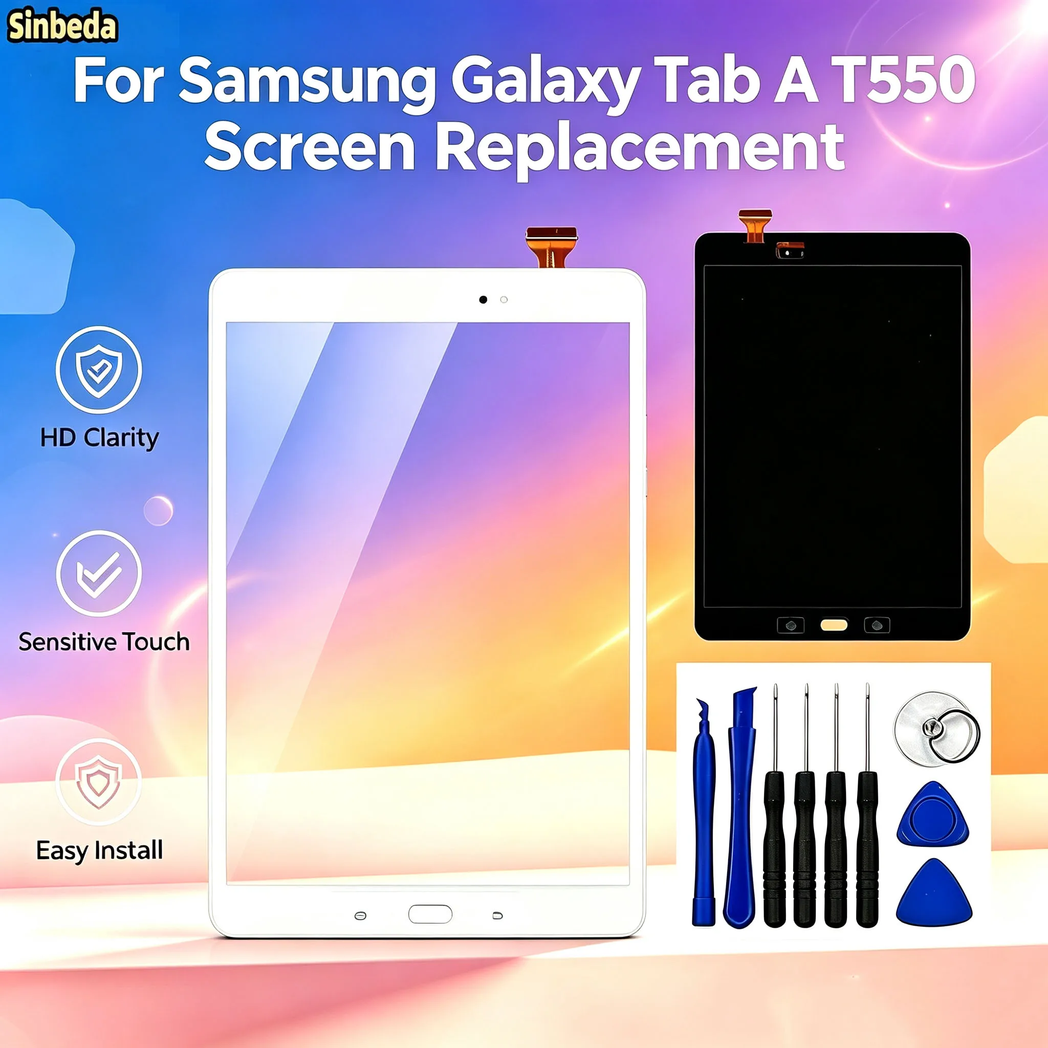 Touch Display For Samsung Galaxy Tab A 9.7 inch T550 SM-T550 2015 100% Tested Touch Screen Digitizer With Repair Tool Kit