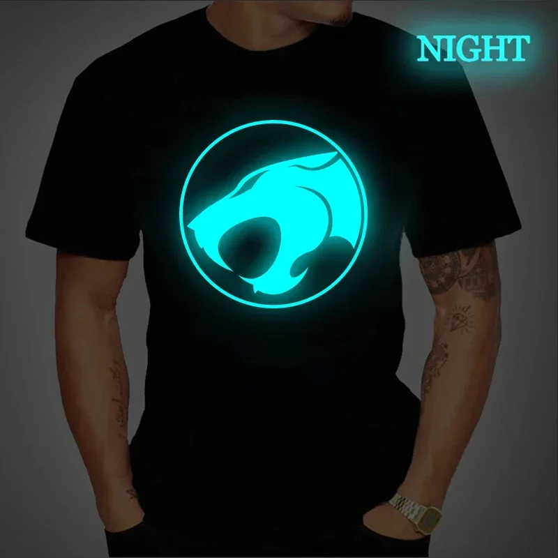 ThunderCat Luminous T-shirt Mens Fashion Casual Short Sleeve Round Neck Tops Mens Clothing Hipster Glowing ThunderCat T-shirt