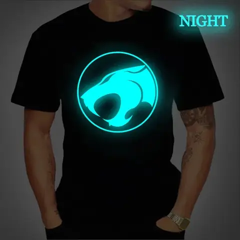 ThunderCat Luminous T-shirt Mens Fashion Casual Short Sleeve Round Neck Tops Mens Clothing Hipster Glowing ThunderCat T-shirt