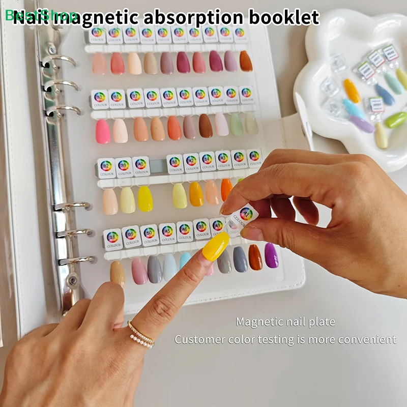 

♥Magnetic Nail Plate Storage Book – Organizer Binder for Nail Color Samples with Digital Stickers,Manicure Display