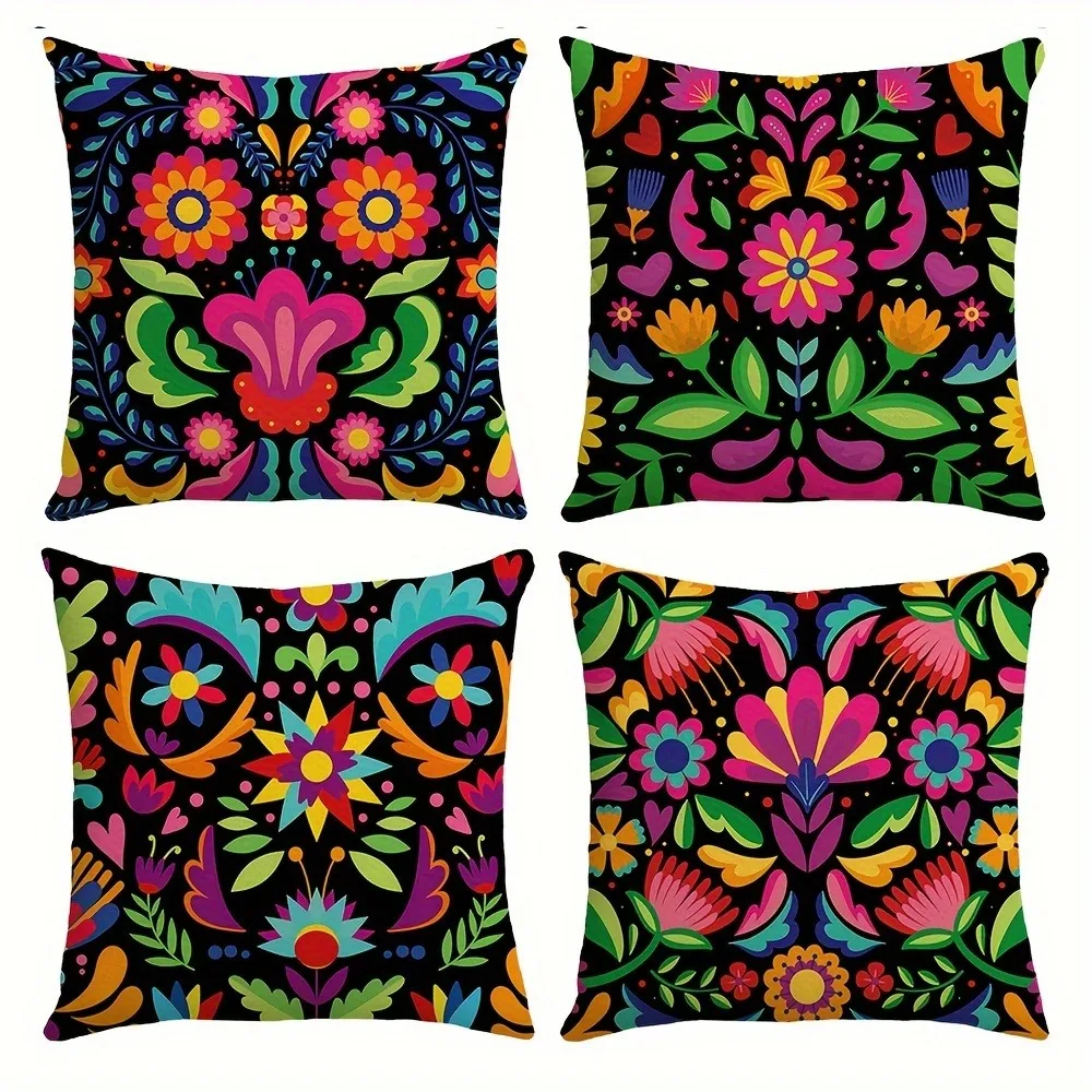 Floral pattern printed pillowcase Mexican style home furnishing room decoration cushion cover living room sofa cushion cover