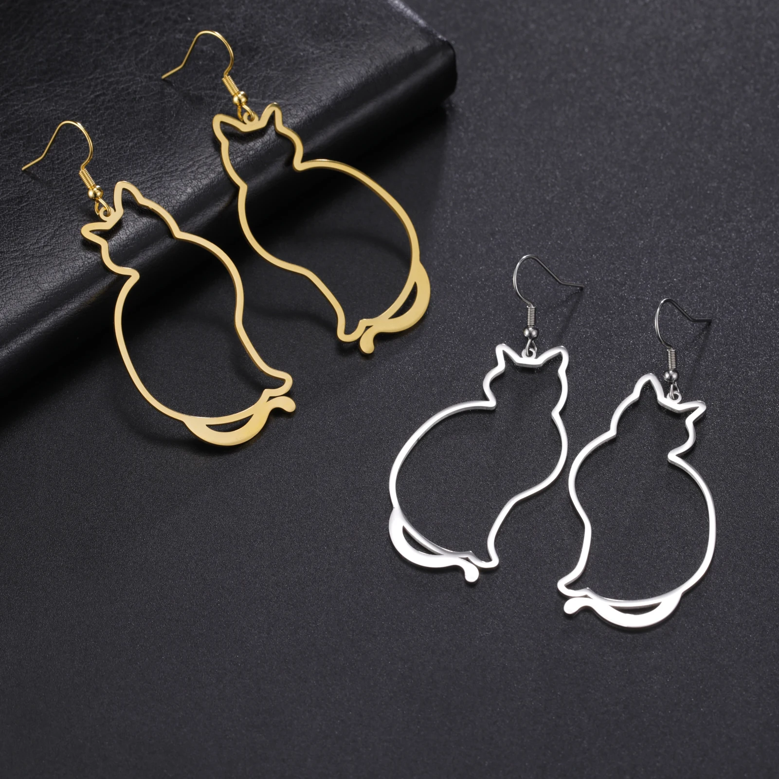 Cazador Cute Cat Kitten Earrings for Women 2024 Trending Stainless Steel Animal Drop Earrings Jewelry Party Birthday Gift New