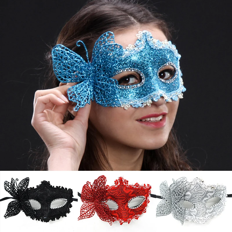 Side Butterfly Handheld Masquerade Masks Fashion Half Face Eye Mask Woman Party Makeup Ball Venetian Party Mardi Gras Mask