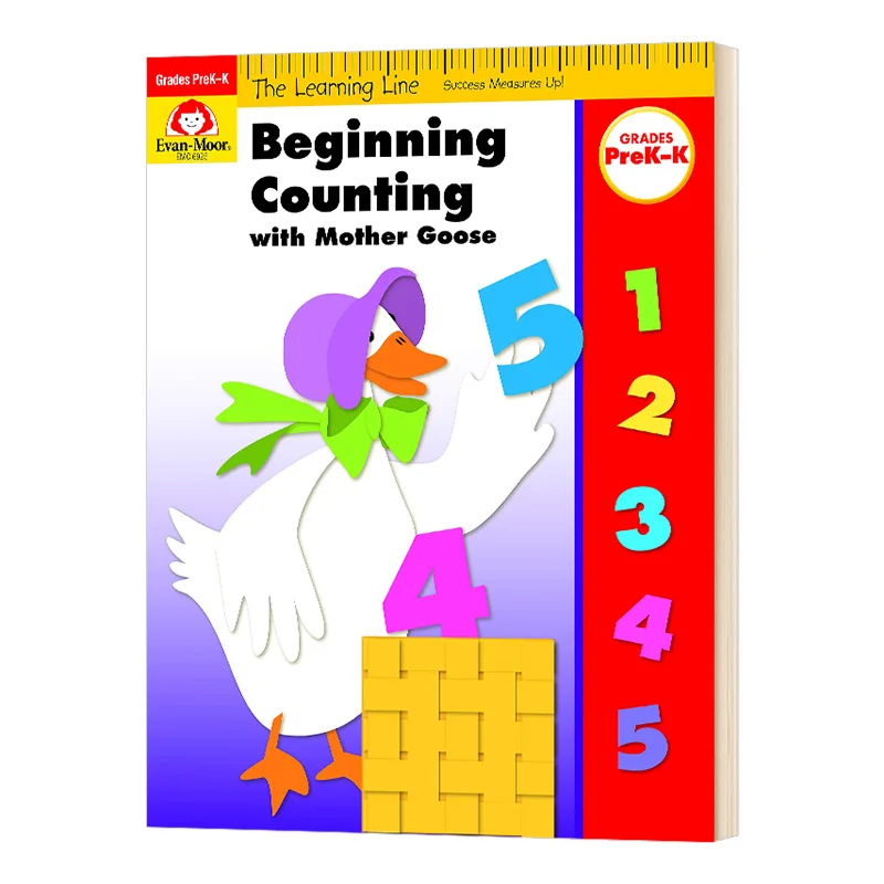 Evan-Moor Learning Line Beginning Counting with Mother Goose,Prek Kindergarten,Workbook,aged 3 4 5 6, English book 9781596731875