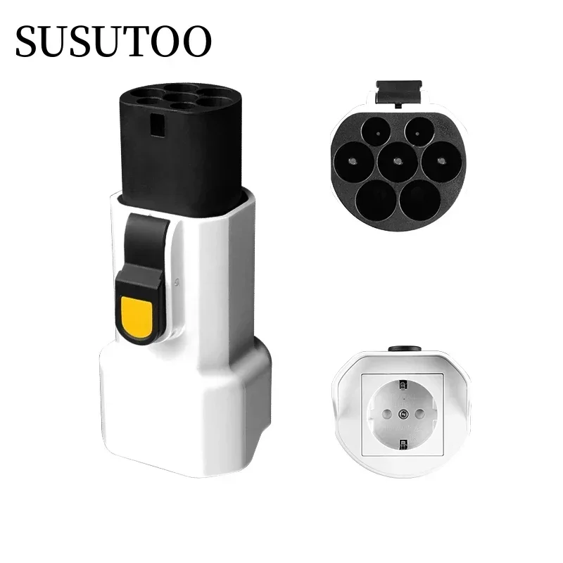 Portable 220V Type 2 Male Plug to Schuko Socket EV Charging Adapter For EV Charger EV Connector