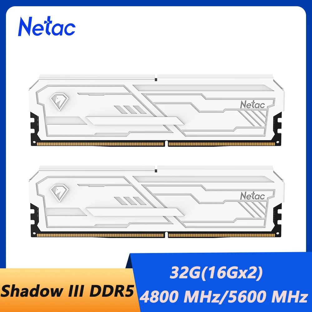 Netac Ram Memory DDR5 16Gx2 4800MHz 5600MHz Shadow III DDR5 Intel XMP3.0 1.35v UDIMM Pin 288 Dual Channel AMD EXPO for Desktop