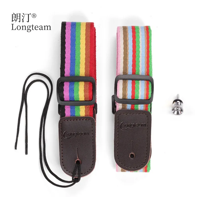 

Ukulelestrap Cotton Rainbow Ukulele Strap Diagonal Strap Ukulelestrap with Tail Studs