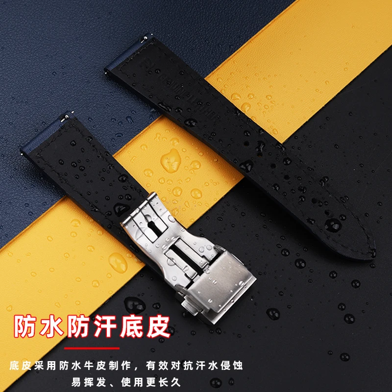 High Quality Vintage Leather Watch Band for Longines Pioneer Duoshi L3.812 Series Folding Clasp Men\'s 22mm Strap Watchband