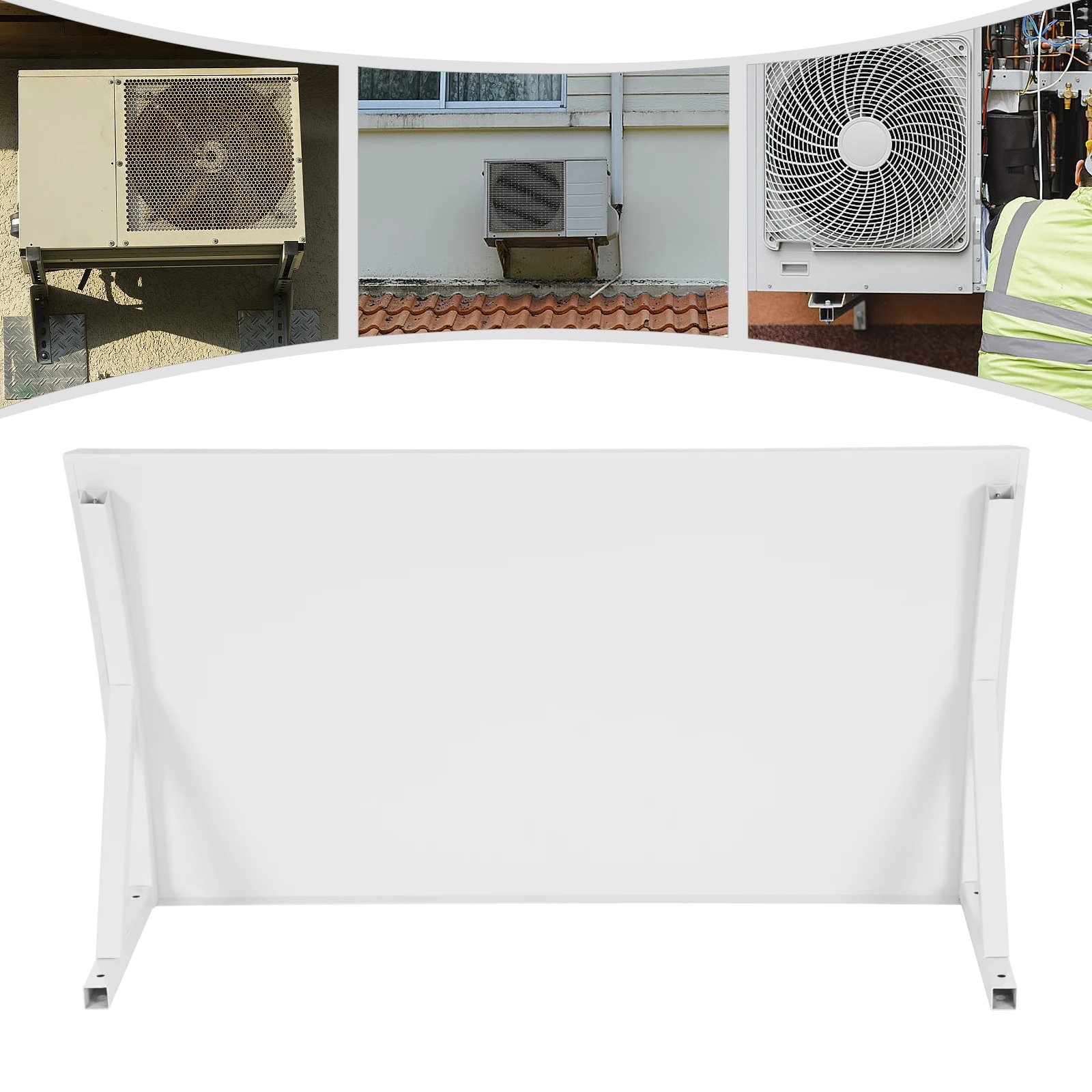 

White Wall-mounted Air Conditioner Cover,Galvanised Steel Air Conditioning Sun Shade 92*54*28cm for Most Air Conditioning Units