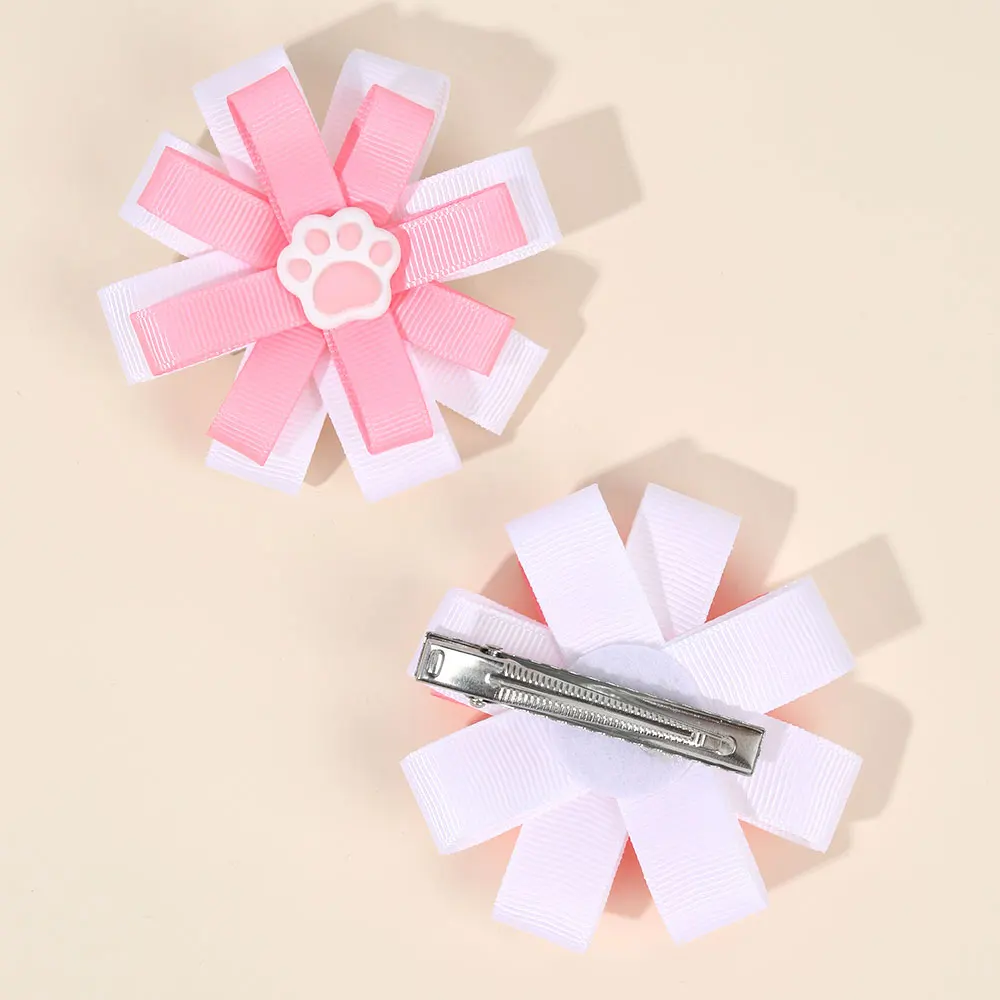 2PCS Ribbon Flower Bows Hair Clips Little Girl Floral Children Hairpin Handmade Princess Barrettes Headwear Hair Accessories image 3