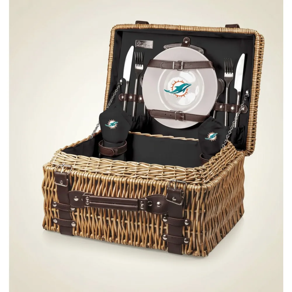 

2 Person Picnic Basket Set, Wicker Outdoor Picnic Hamper for Couples, Portable and Durable with Plates & Utensils