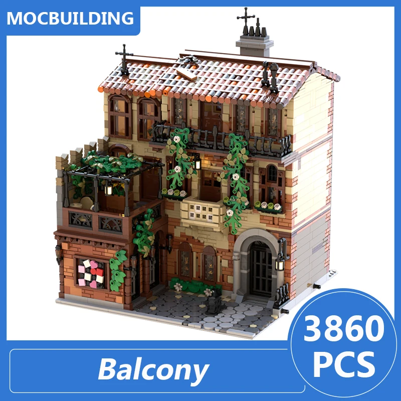 شرفة وحدات العمارة Moc اللبنات لتقوم بها بنفسك تجميع الطوب عرض نموذج جمع الإبداعية عيد الميلاد اللعب الهدايا 3860 قطعة