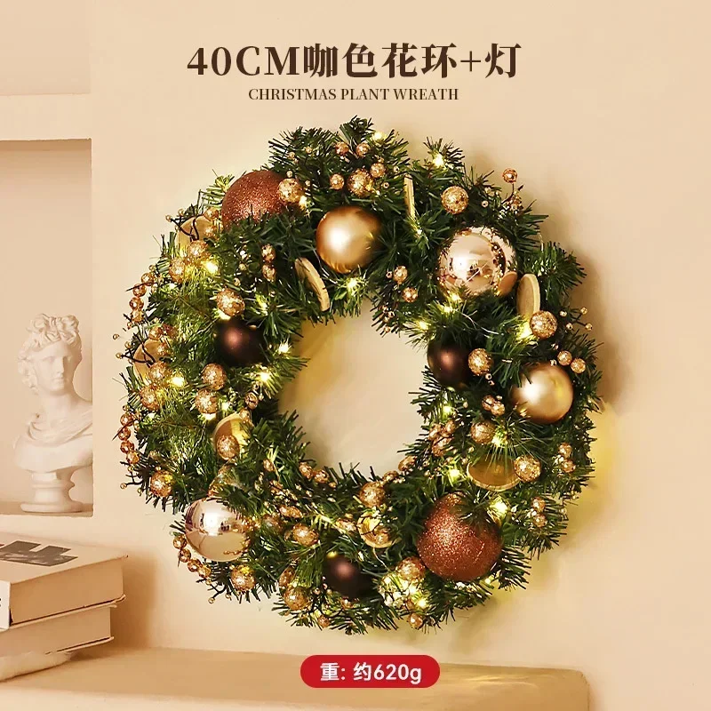 55x113cm LED Christmas Wall Hanging Tree Artificial Pine Flower Wreath Christmas Decoration Home Party New Year Gift Decoration